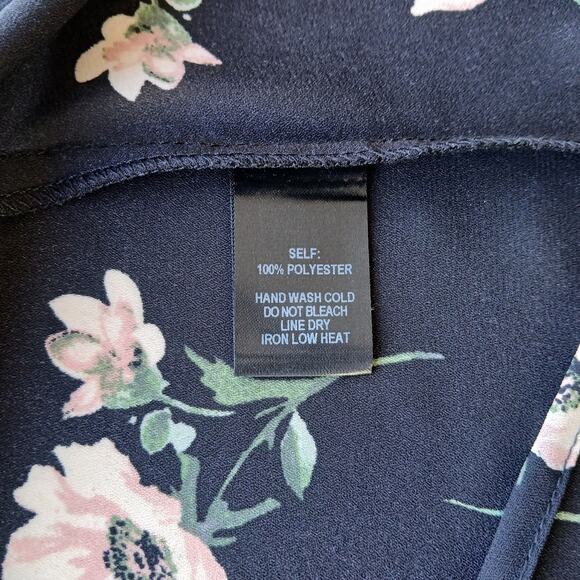 Lulus Build Me Up Buttercup Black Floral Print Wrap Top Sm sheer ruffled collar - Picture 5 of 14